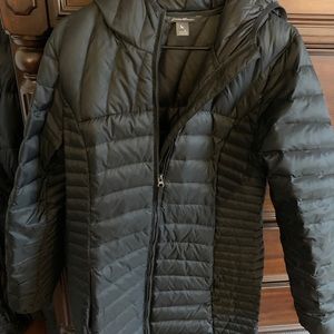 Eddie Bauer Long black coat with hood